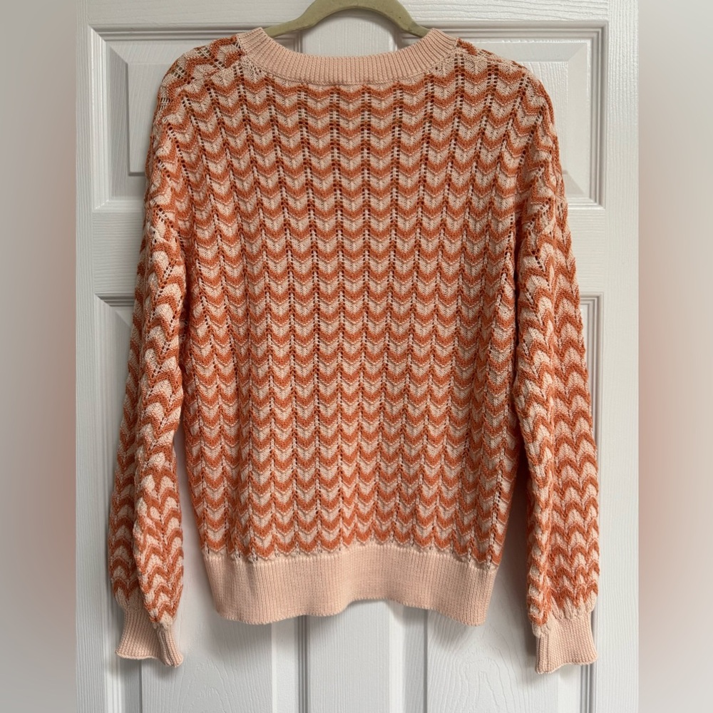 NWT Hem & Thread Orange and Light Pink Zigzag Sweater Size Medium - Picture 2 of 7